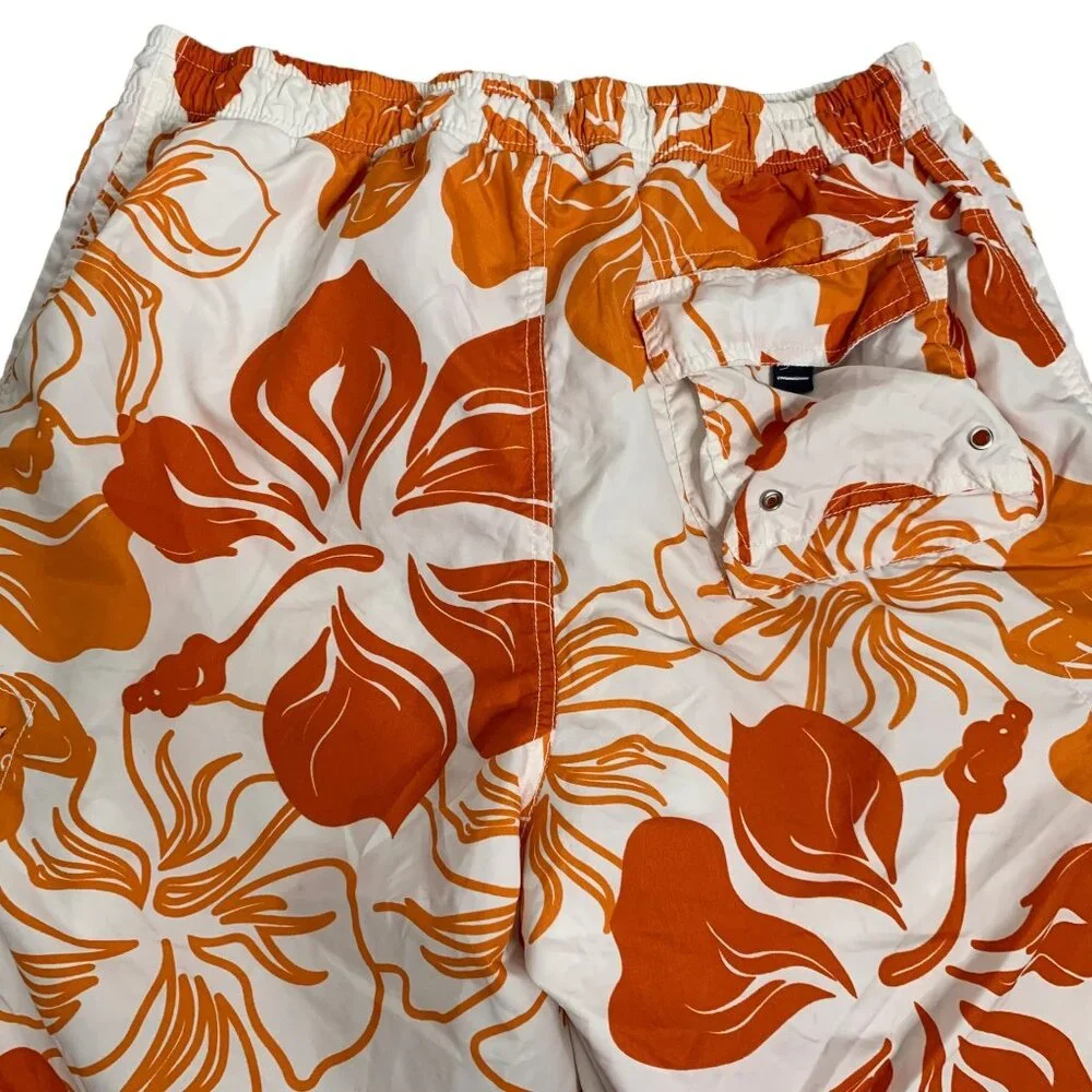 Exist Supreme Board Shorts Swim Trunks XL White Floral Mesh Lining Pockets Surf